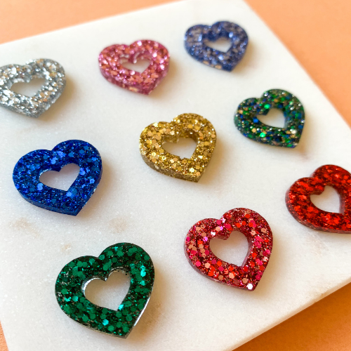 Charms Boucles d'Oreilles - Coeurs - 10 couleurs