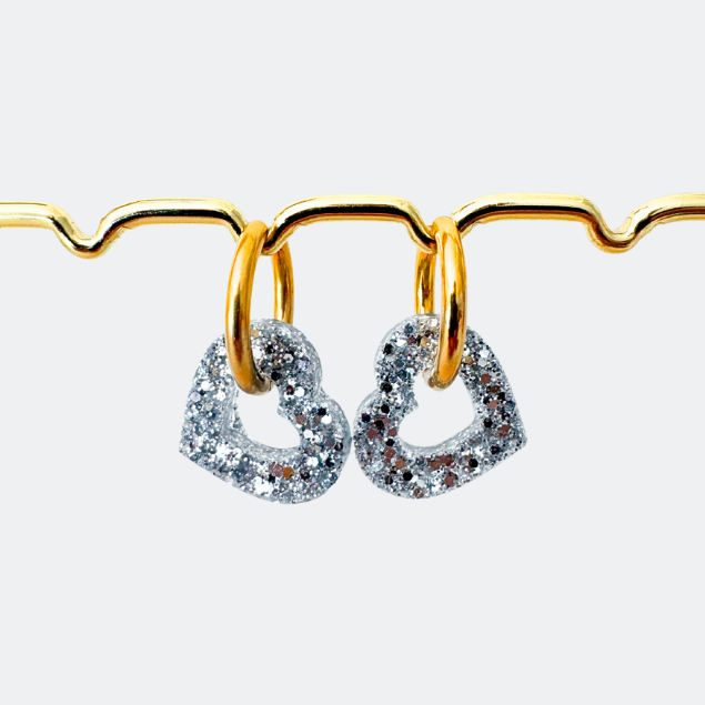 Créoles Cœurs pailletés interchangeables – Boucles d’oreilles