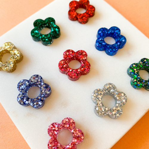 Charms Boucles d'Oreilles -Fleurs interchangeables - 10 couleurs