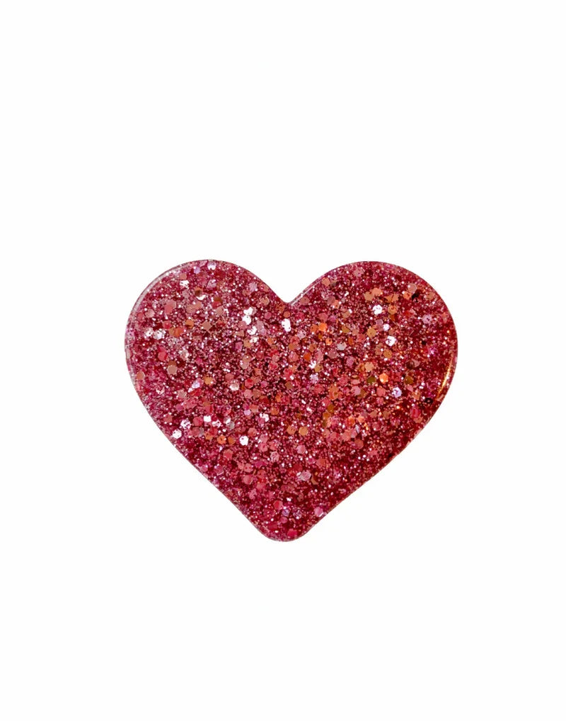 Pin cœur rose pailleté artisanal L’Atelier Rochelais, bijou tendance et élégant