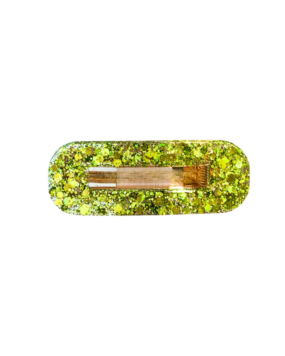 barrette rectangle paillette vert