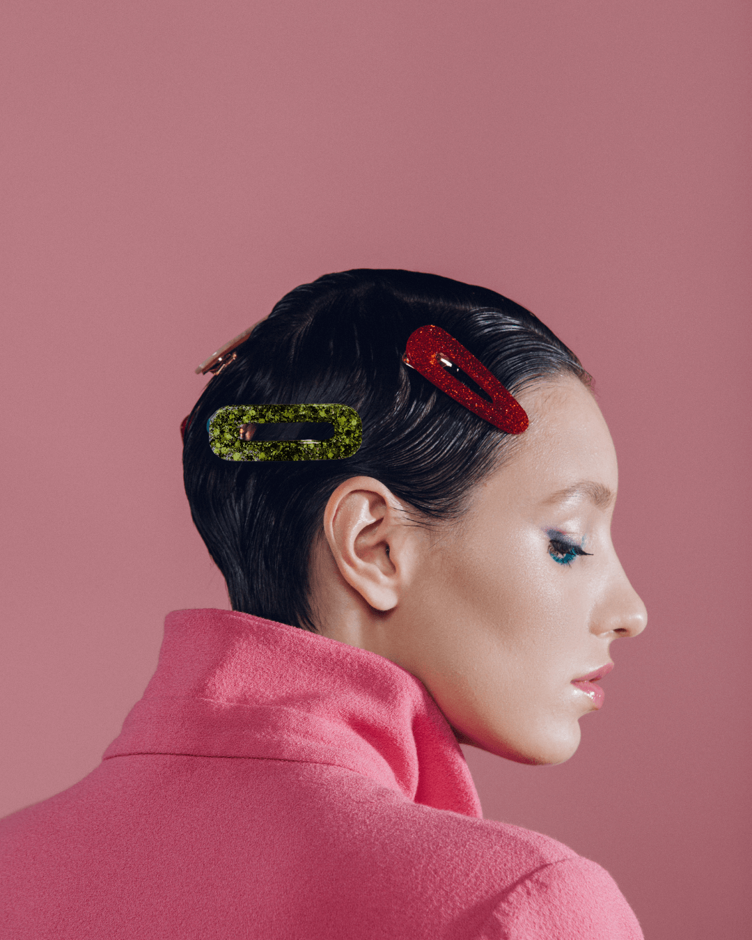 barrette rectangle paillette vert