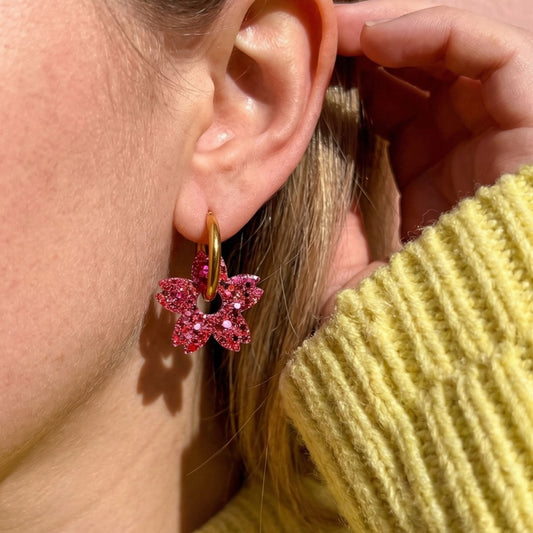 boucles_oreilles_creoles_interchangeables_femme_resine_acier_inoxydable_fleurs tiare rose rouge_fait_main_la_rochelle_atelier_rochelais
