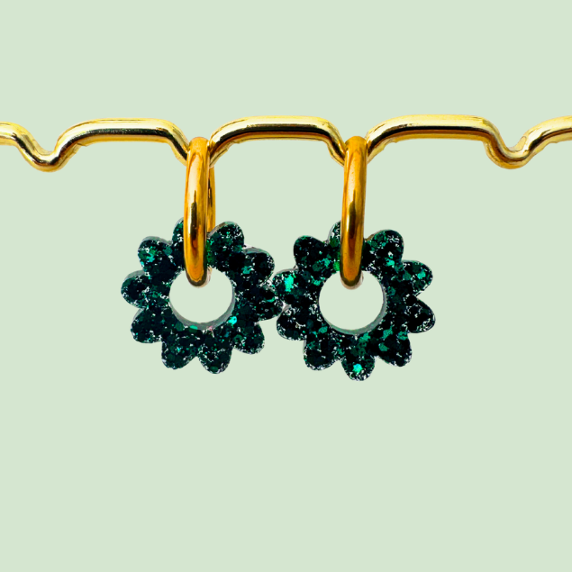 boucles oreilles soleil vert