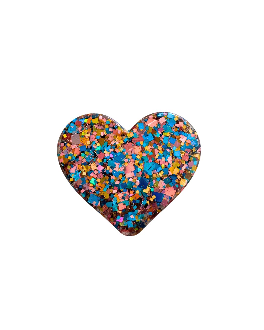 pin's coeur paillettes bleu et jaune