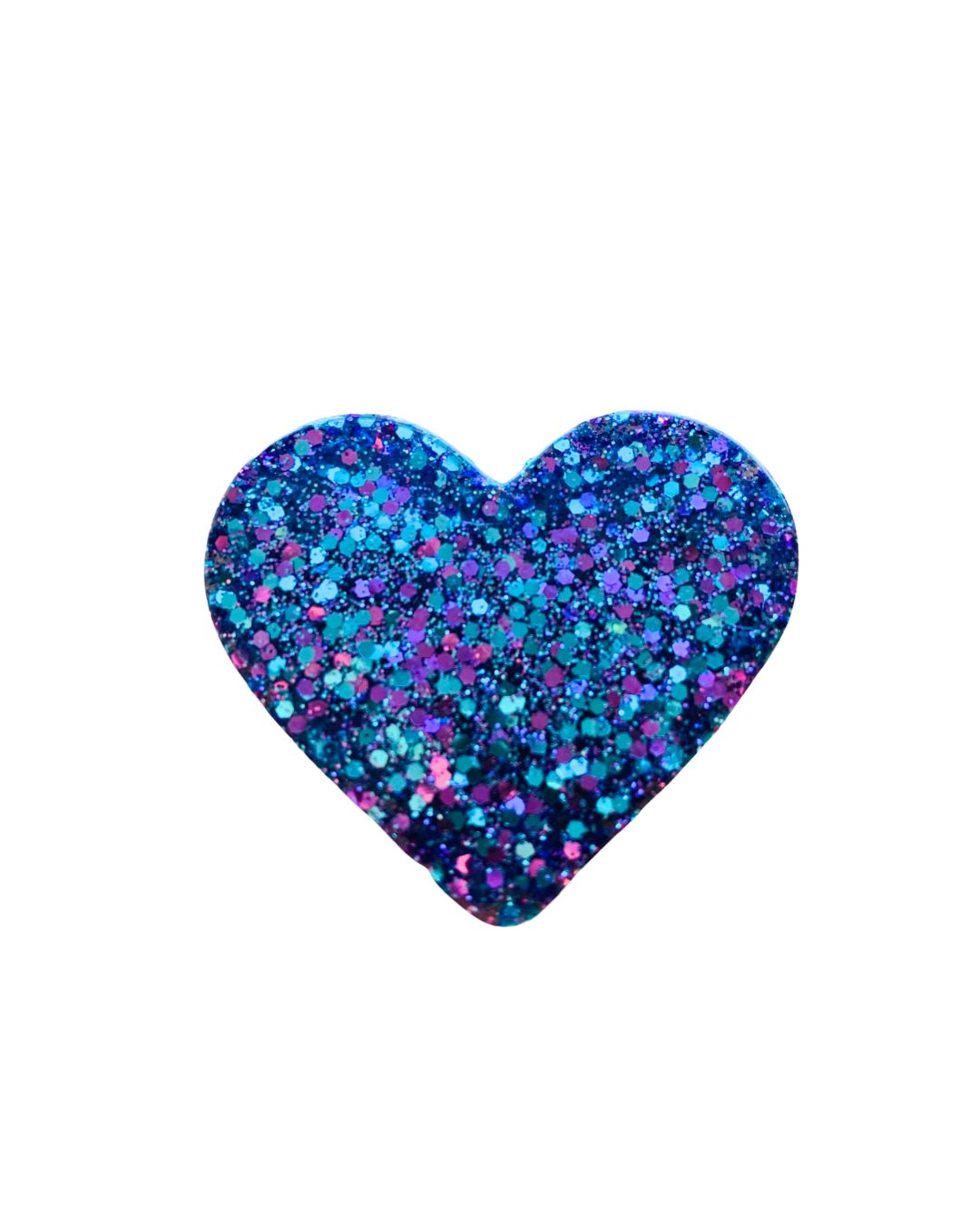 pin's coeur paillettes bleu turquoise violet