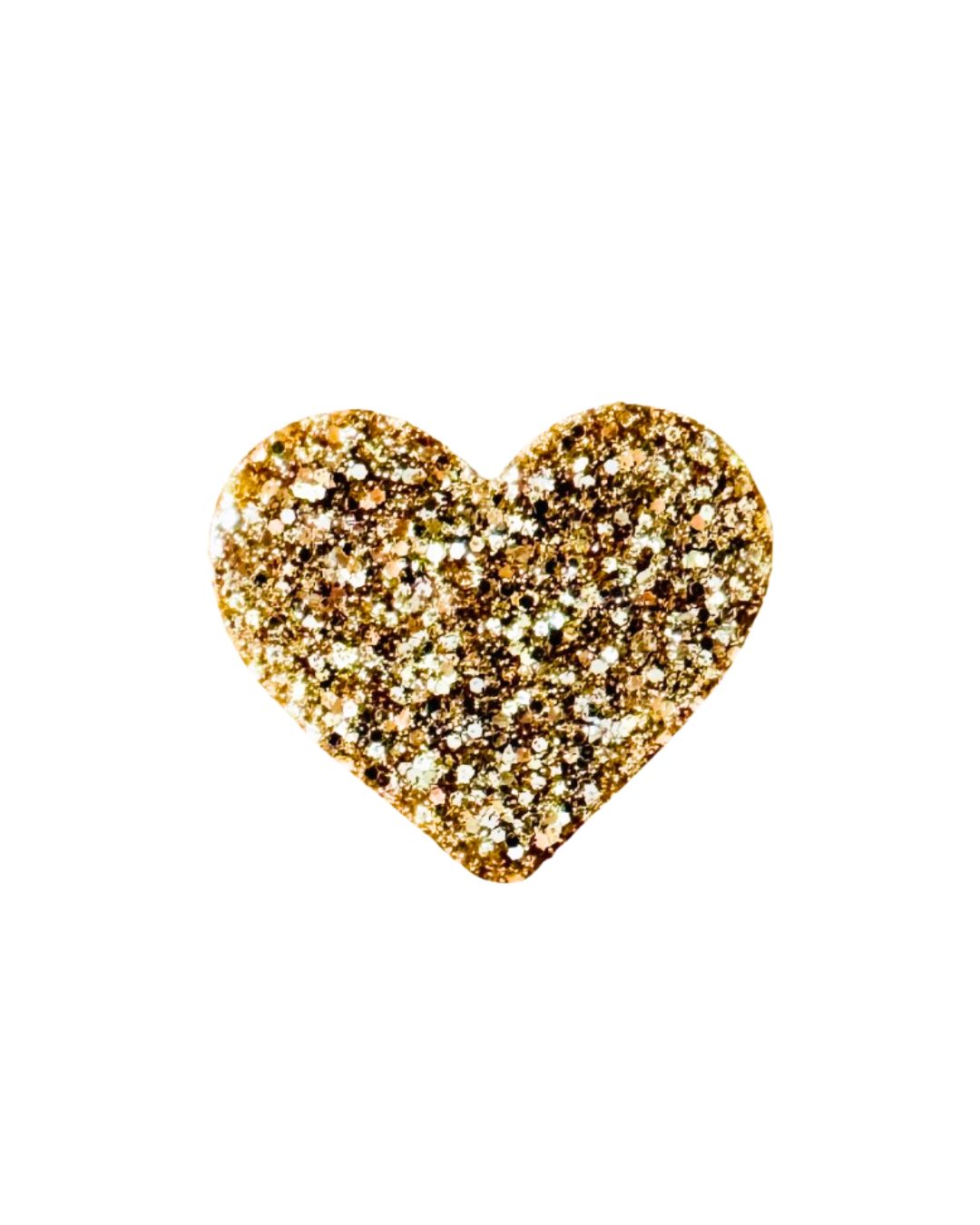 pin's coeur paillettes doré