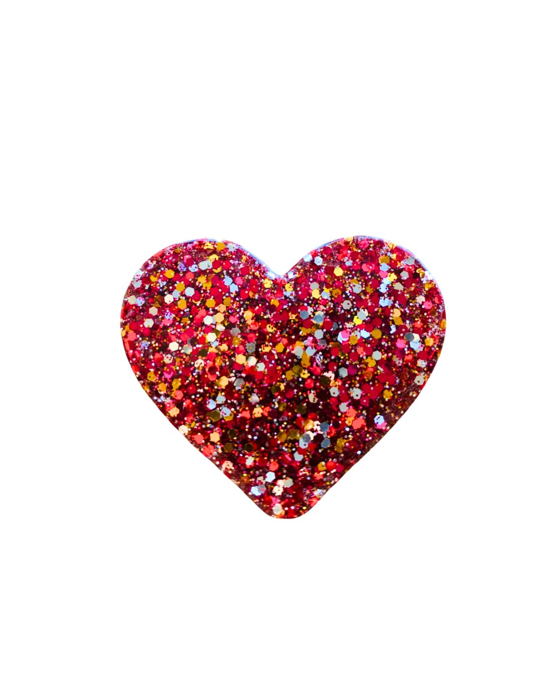 pin's coeur paillettes rouge jaune