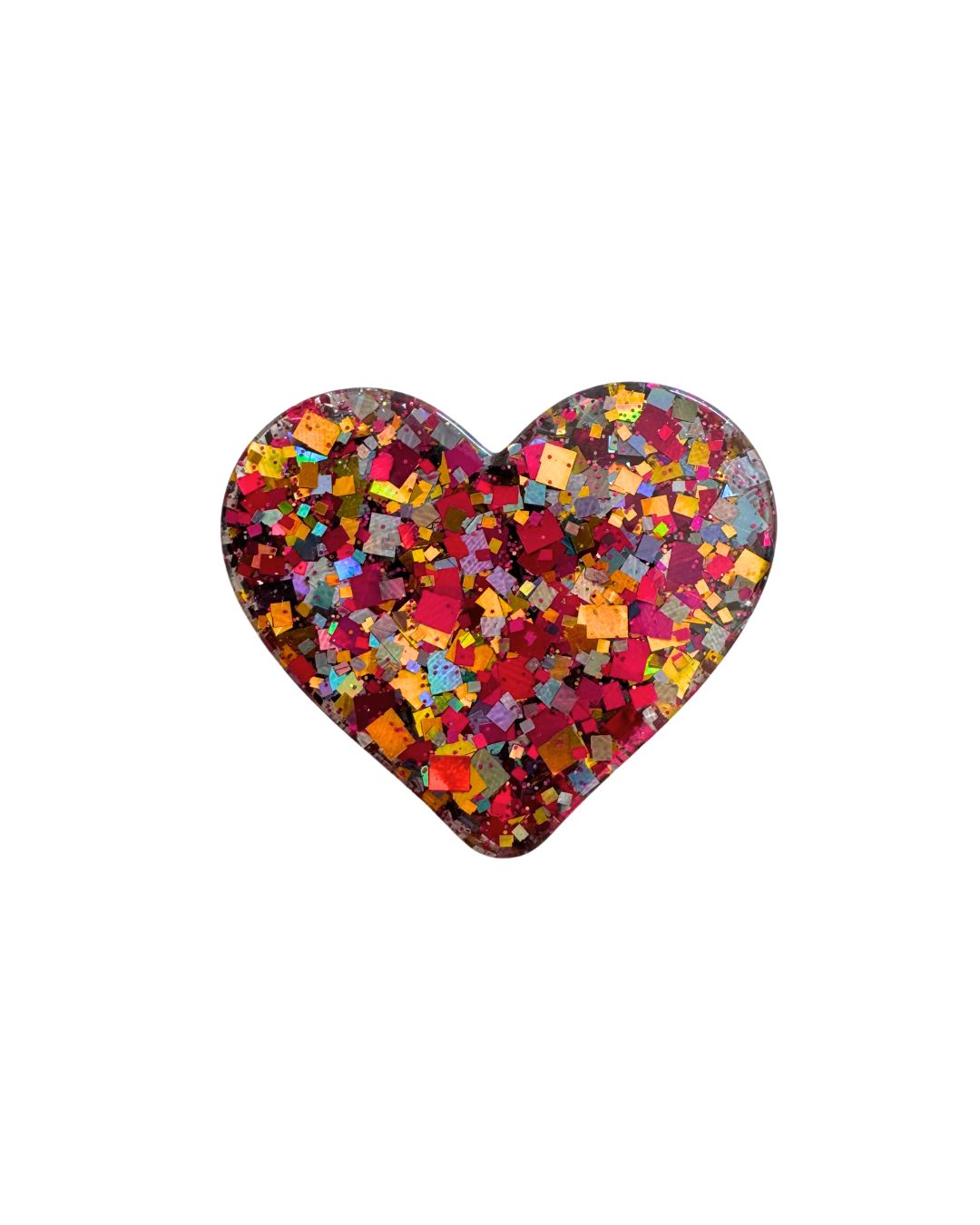 pin's coeur grosse paillette rouge jaune