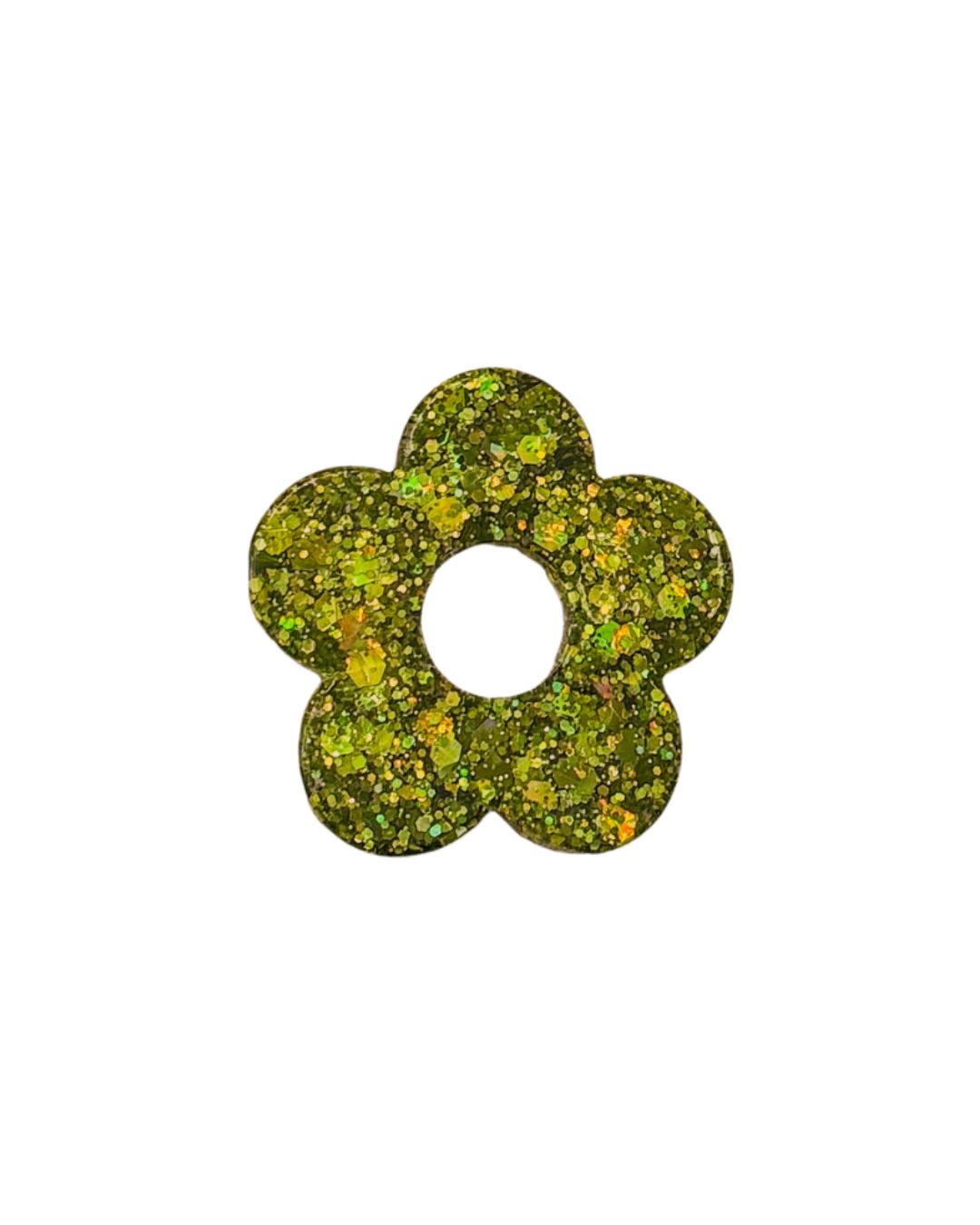 pin's fleur paillettes vert