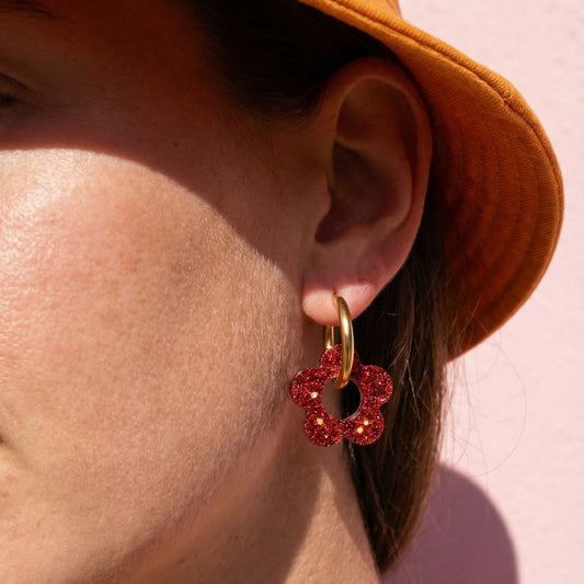 Boucles d’oreilles Fleurs pailletées