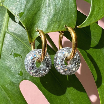 Créoles boules pailletées interchangeables – Boucles d’oreilles colorées et scintillantes