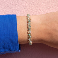 Bracelet Maya vert quartz strawberry tressé perles Miyuki dorées femme L'Atelier Rochelais