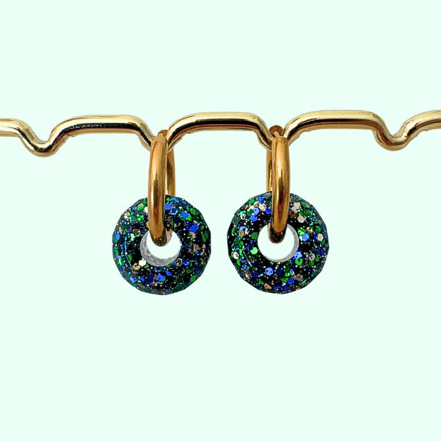 Créoles boules pailletées interchangeables – Boucles d’oreilles colorées et scintillantes