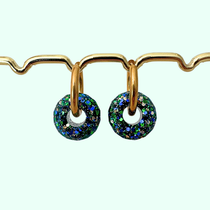 Créoles boules pailletées interchangeables – Boucles d’oreilles colorées et scintillantes