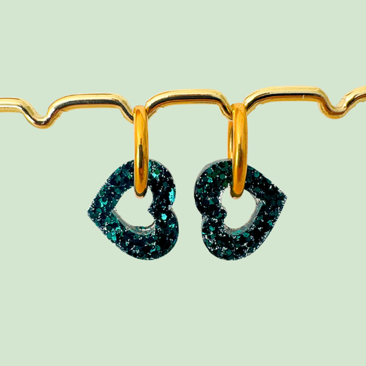 Créoles Cœurs pailletés interchangeables – Boucles d’oreilles