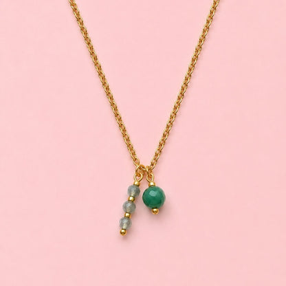 Collier Liv vue détail goutte zirconium acier inoxydable doré bijou La Rochelle