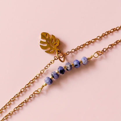 Bracelet Emy double rang empilé avec autres bijoux dorés L'Atelier Rochelais