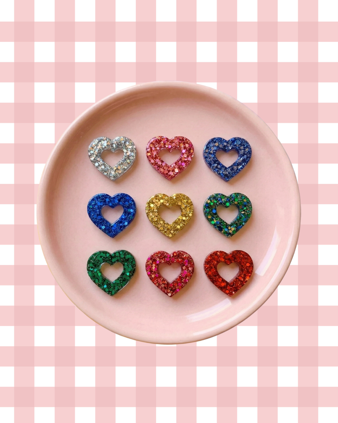 Charm pampille cœur interchangeable pour boucles d'oreilles créoles, collection 10 couleurs, bijou femme en résine, Atelier Rochelais La Rochelle