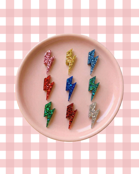 Pampilles Éclairs pailletées – Charms interchangeables pour créoles 14 mm