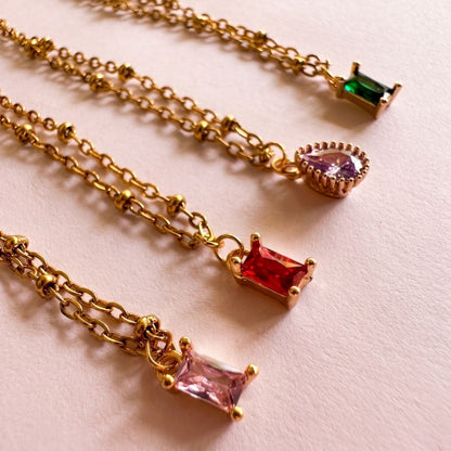 Collier Ella pendentif zirconium coloré bijou fait main L'Atelier Rochelais