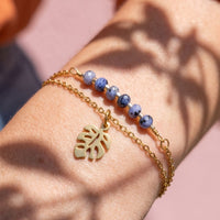 Bracelet Emy double rang vue de côté bijou doré fait main La Rochelle
