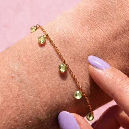 Bracelet Alma pampilles zirconium vue détail chaîne dorée bijou artisanal La Rochelle