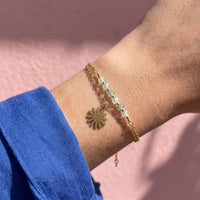Bracelet Emy double rang chaînette dorée perle d'eau douce femme L'Atelier Rochelais