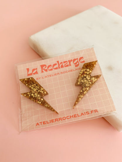 Pampilles Éclairs pailletées – Charms interchangeables pour créoles 14 mm