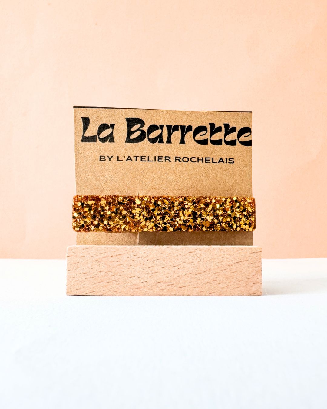 barrette rectangle paillette cheveux dorée et jaune