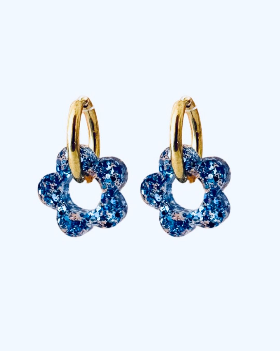 boucle d'oreilles fleurs bleu