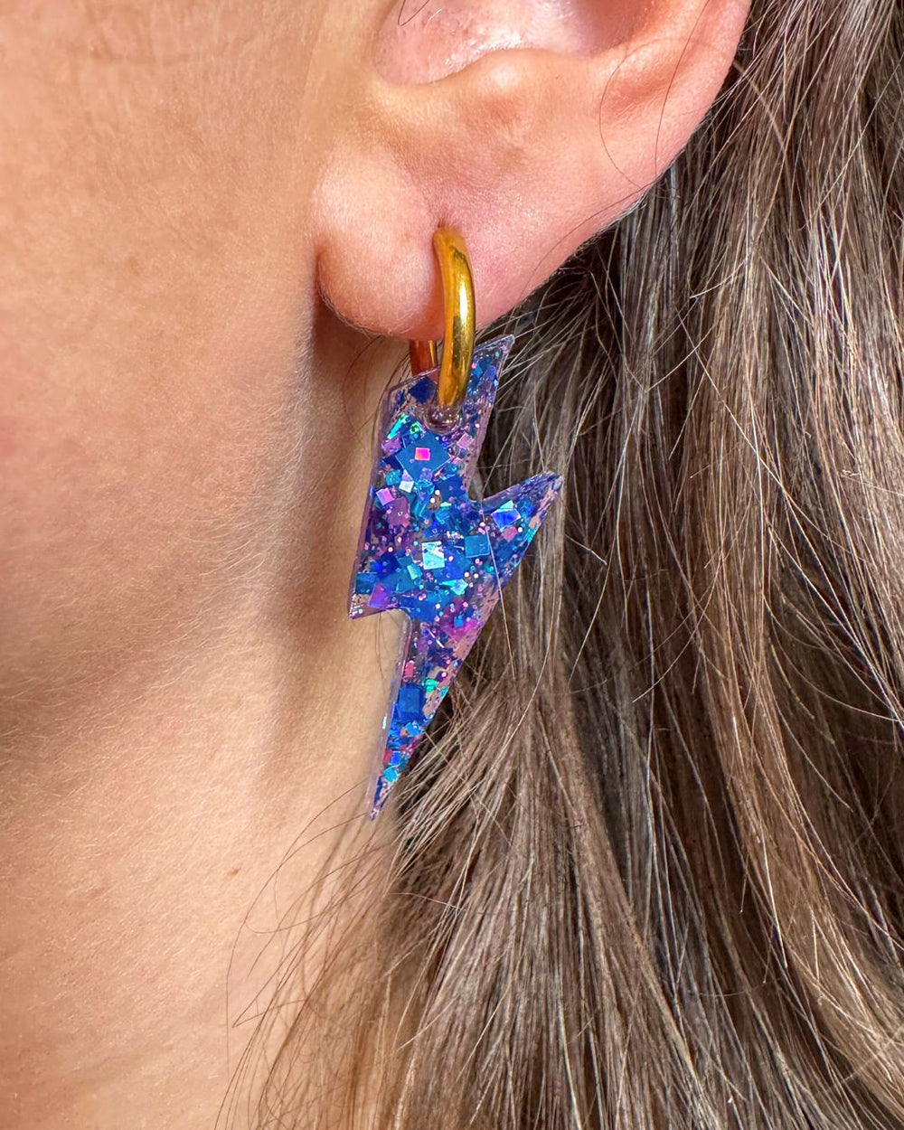 Boucle d'oreilles Éclairs Bleu et Lilas