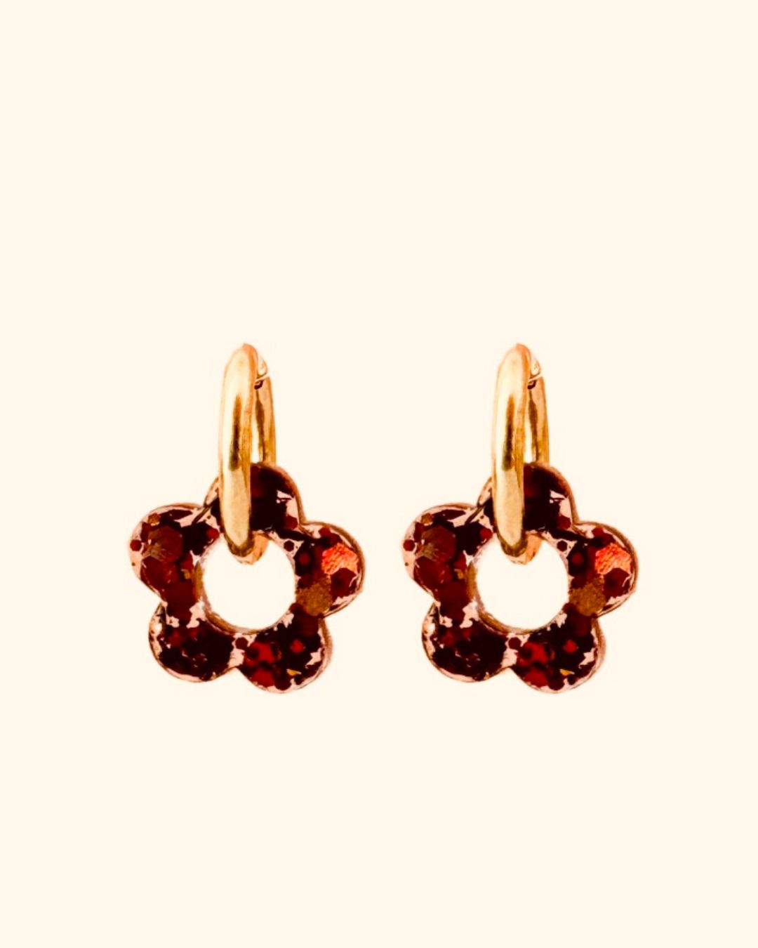 boucles d'oreilles fleurs marron