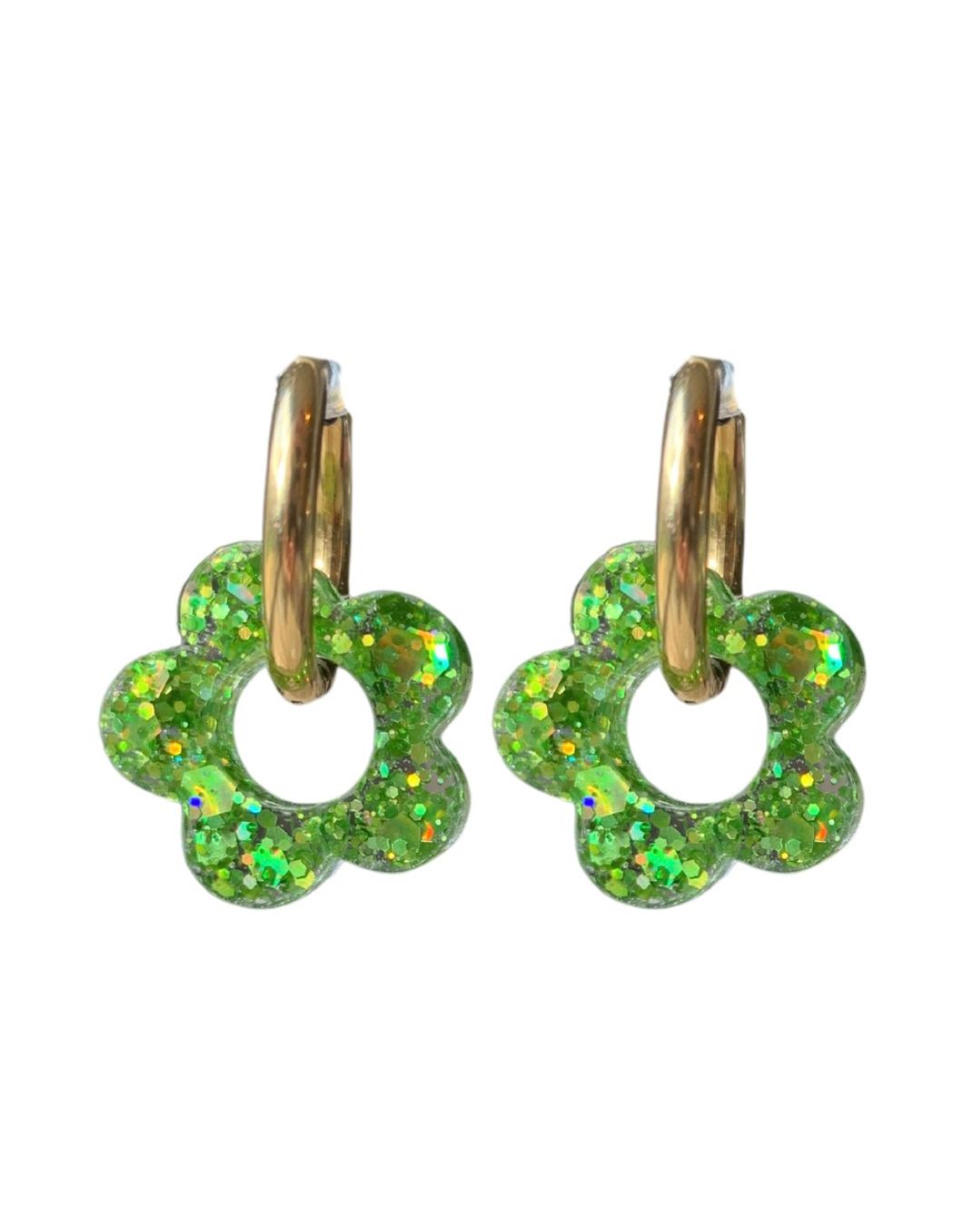 boucles d'oreilles fleurs vert