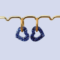 Charm pampille cœur interchangeable pour boucles d'oreilles créoles, bijou femme en résine, couleur bleu, Atelier Rochelais La Rochelle