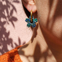 boucles_oreilles_creoles_interchangeables_femme_resine_acier_inoxydable_fleurs tiare bleu vert_fait_main_la_rochelle_atelier_rochelais