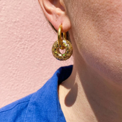 Créoles boules pailletées interchangeables – Boucles d’oreilles colorées et scintillantes