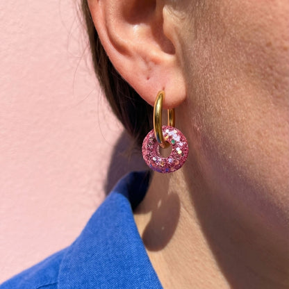 Créoles boules pailletées interchangeables – Boucles d’oreilles colorées et scintillantes