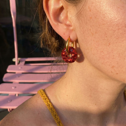 Créoles boules pailletées interchangeables – Boucles d’oreilles colorées et scintillantes