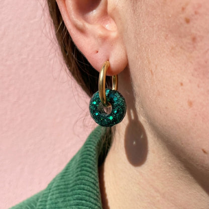 Créoles boules pailletées interchangeables – Boucles d’oreilles colorées et scintillantes