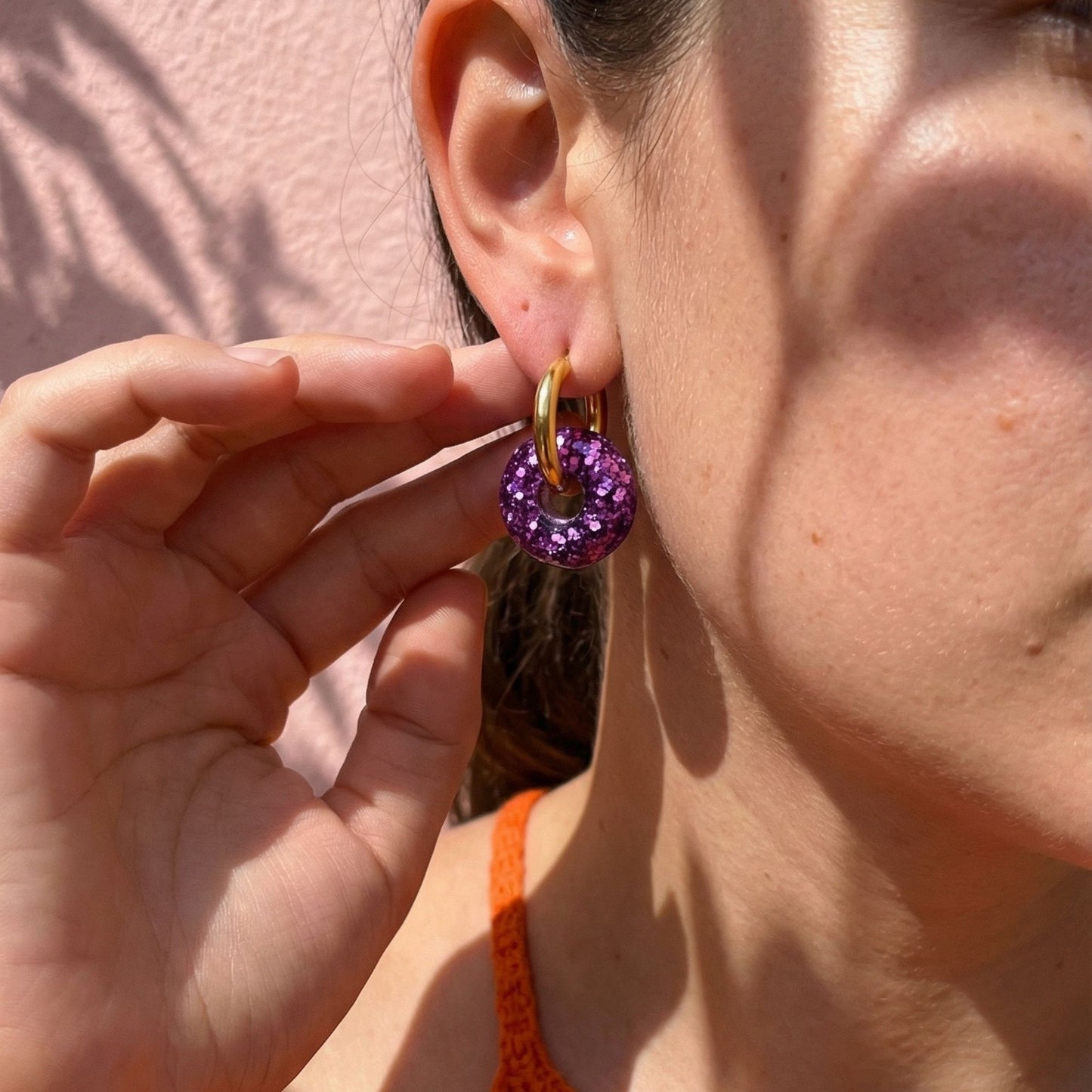 Créoles boules pailletées interchangeables – Boucles d’oreilles colorées et scintillantes