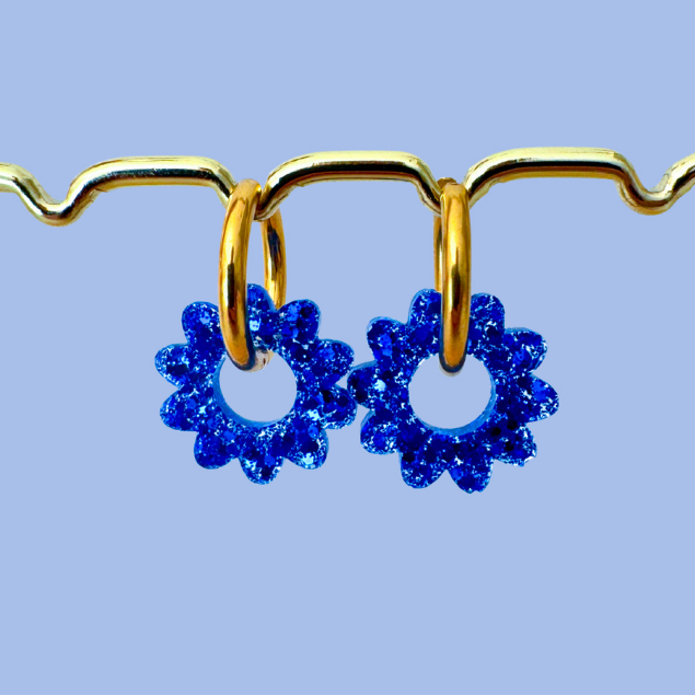 boucles oreilles soleil bleu