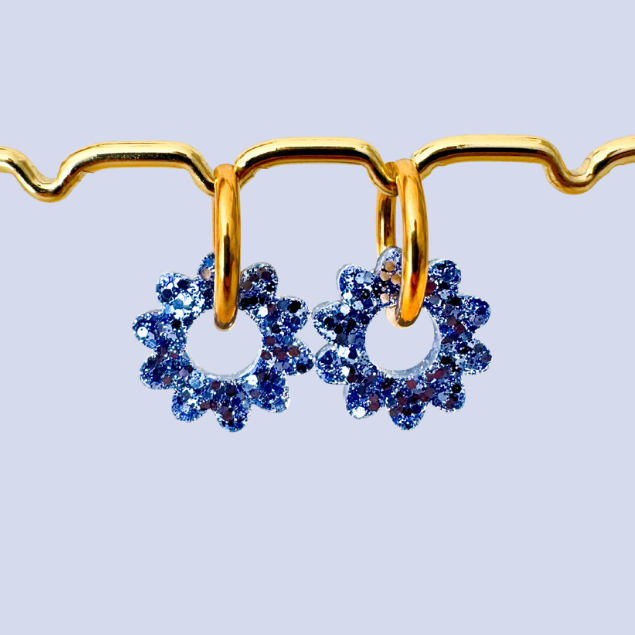 boucles oreilles soleil bleu argent