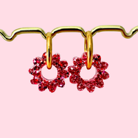 boucles oreilles soleil mix rouge rose