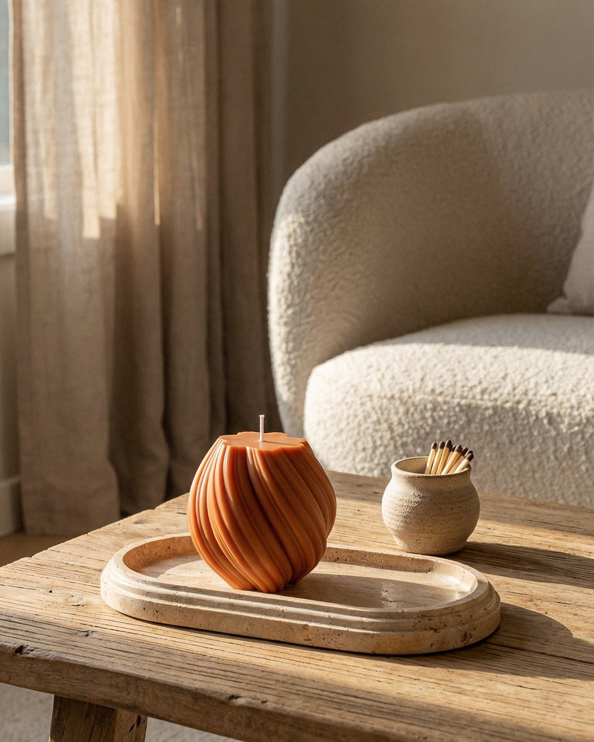 bougie decorative spirale terracotta