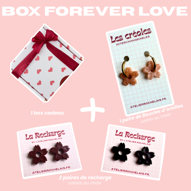 Box Forever Love - 1 Boucles d'oreilles + 2 Recharges
