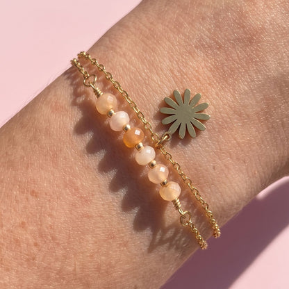 Bracelet Emy double rang chaînette perles Miyuki bijou élégant L'Atelier Rochelais