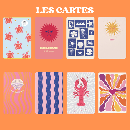 Bracelets en tissu à charms montés sur cartes illustrées
