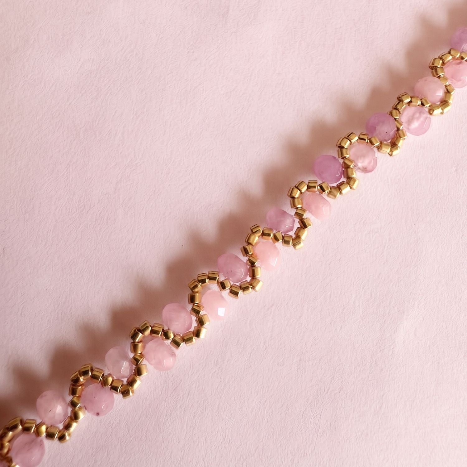 Bracelet Maya lilas quartz teinté acier inoxydable doré bijou La Rochelle