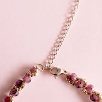 Bracelet Maya violet foncé acier inoxydable doré bijou fait main La Rochelle